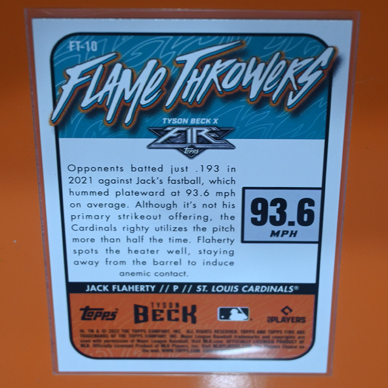 Topps MLB 2022 Fire FLAME THROWERS ST.LOUIS CARDINALS JACK FLAHERTY トレーディングカード_画像2