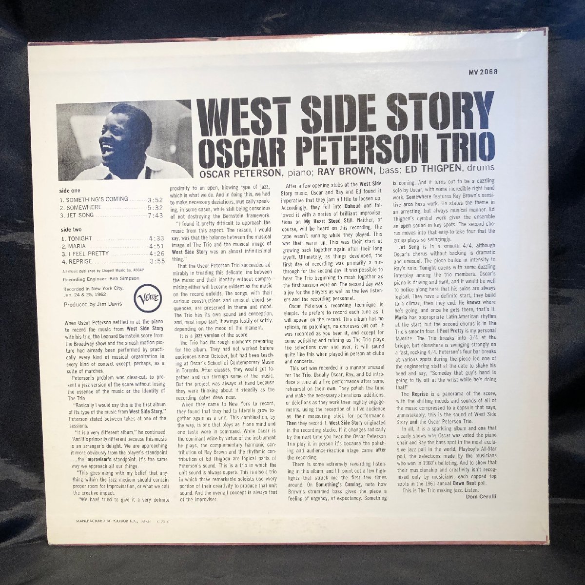 Oscar Peterson Trio / West Side Story LP Verve Records・POLYDOR_画像2