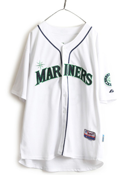 ■ MLB オフィシャル Majestic シアトル マリナーズ ベースボール シャツ ( 52 メンズ XL 程 ) ゲームシャツ ユニフォーム メジャーリーグ