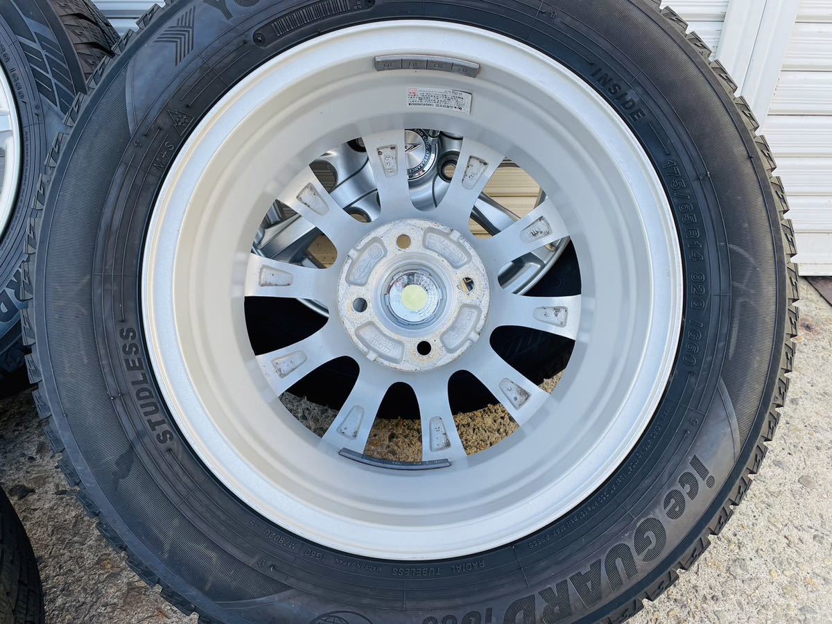 ★綺麗 バリ溝★ 175/65 R14 5.5J +38 4H PCD100 スタッドレス ホイール ヨコハマ 14インチ フィット ヤリス ヴィッツ アクア デミ A-5-10_画像9