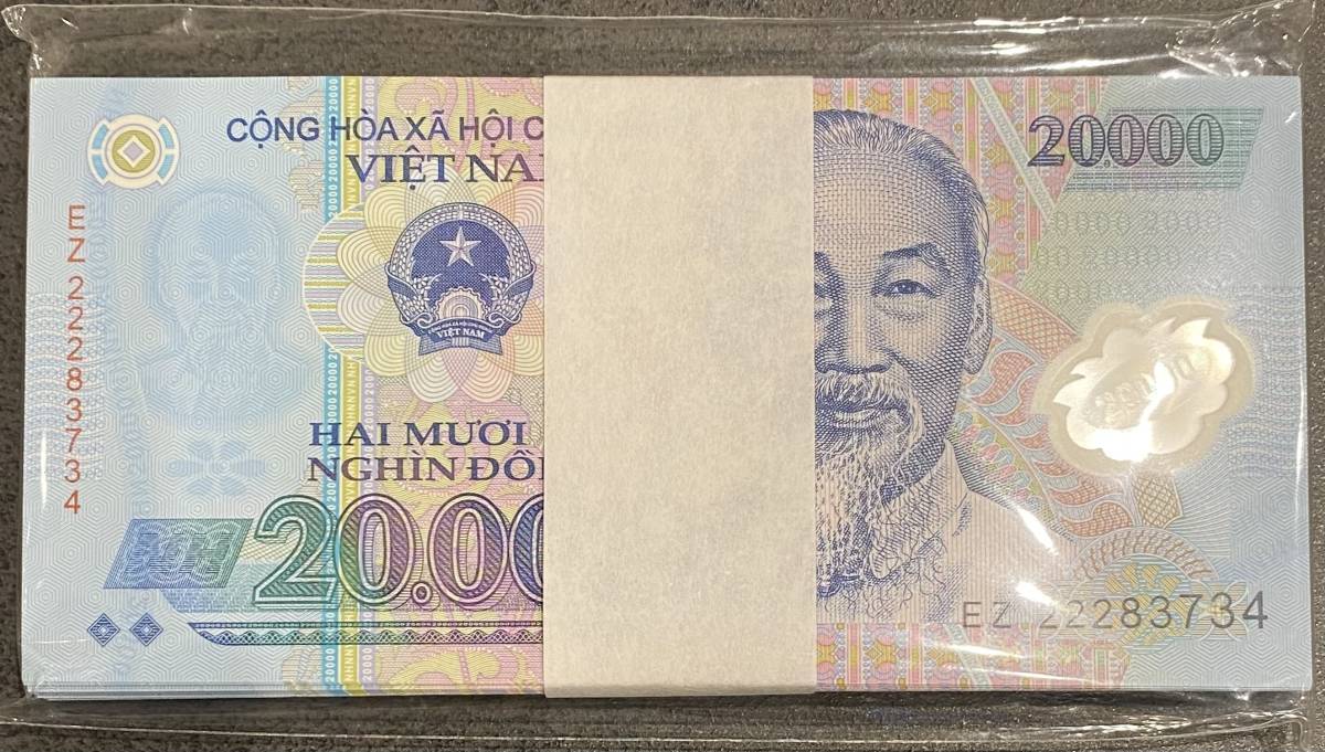 ベトナム ドン 計2000000ドン 2万ドン×100枚 帯封 未使用 ピン札 連番 まとめて おまとめ ベトナム紙幣 ドン紙幣 海外紙幣 外国紙幣 紙幣