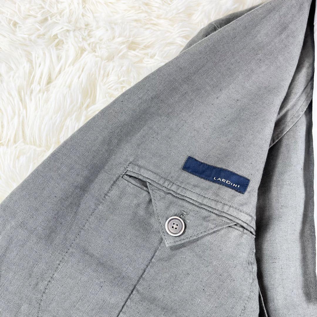 LARDINI ラルディーニ リネン グレー スーツ ブートニエール 付 サイズ
