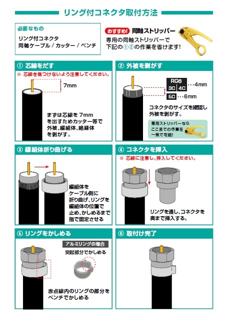 ◆即決 かしめ易い！ アルミリング ３Ｃ Ｆ型コネクタ 20個_画像2