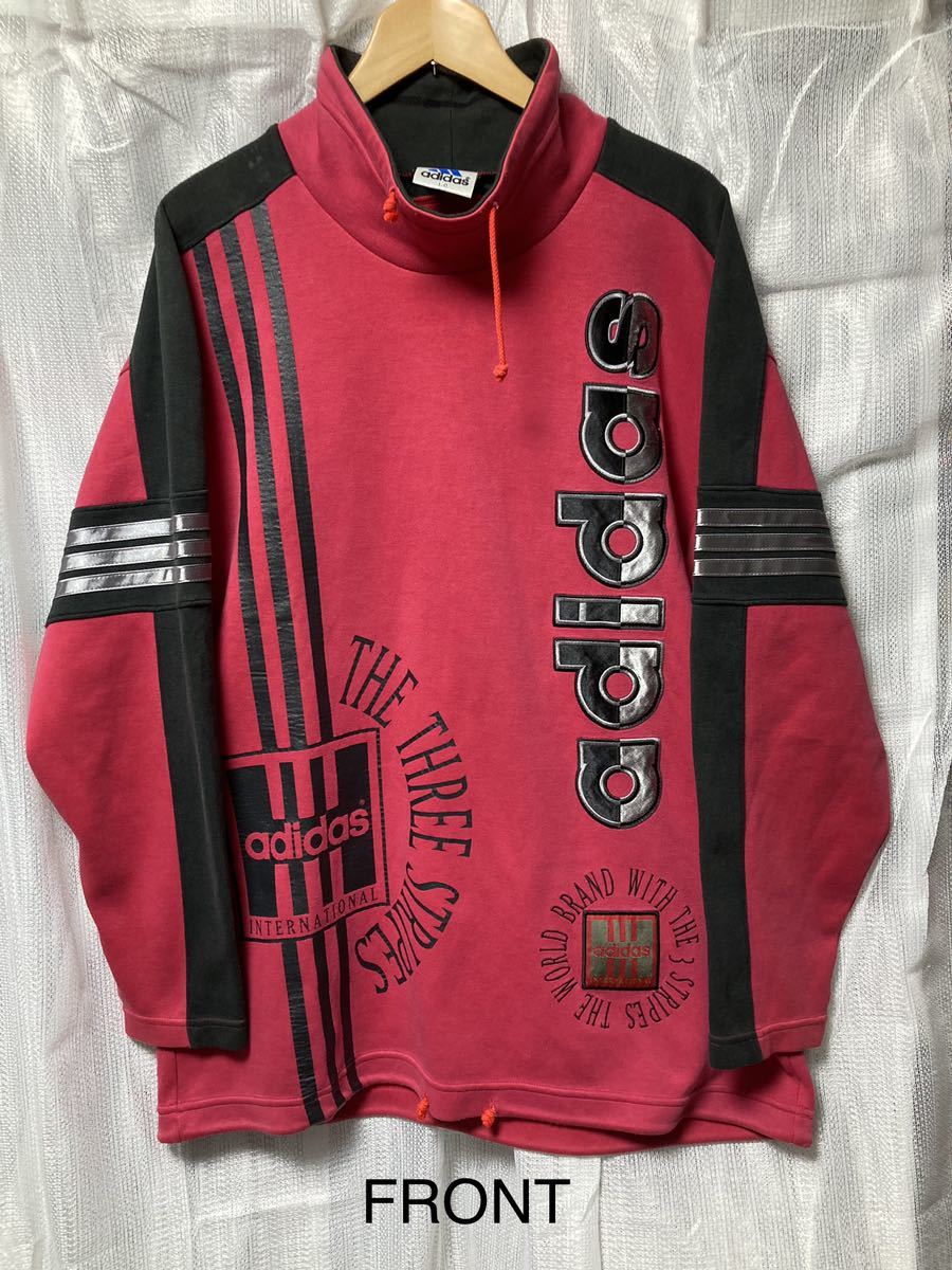 90s〜adidasアディダススウェット モックネック パフォーマンスロゴ L