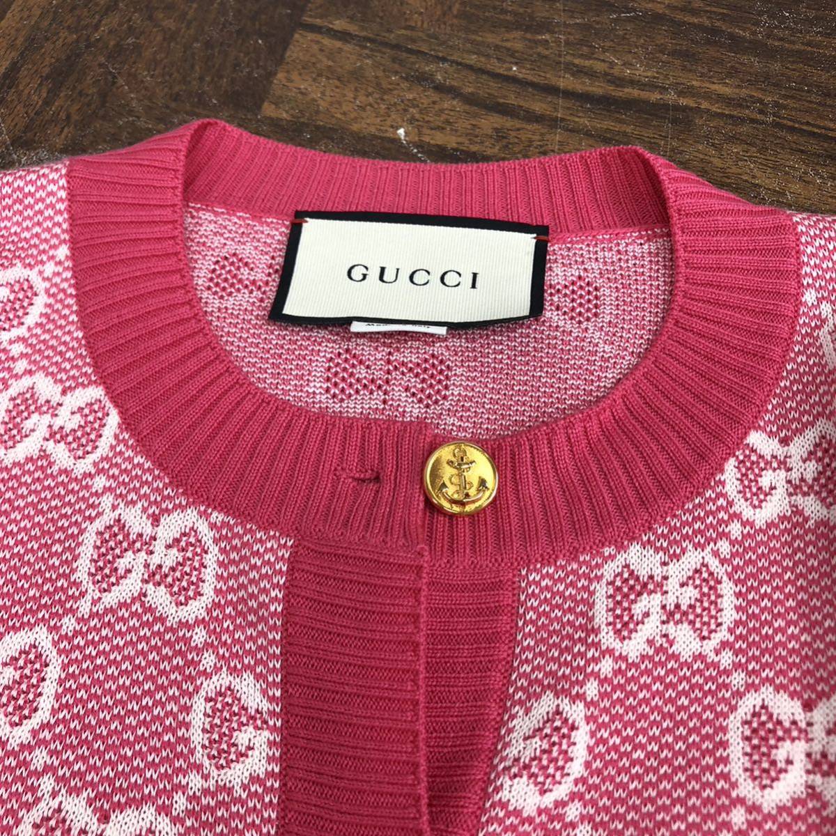 美品 GUCCI グッチ GGジャガード ニット カーディガン Lサイズ 金