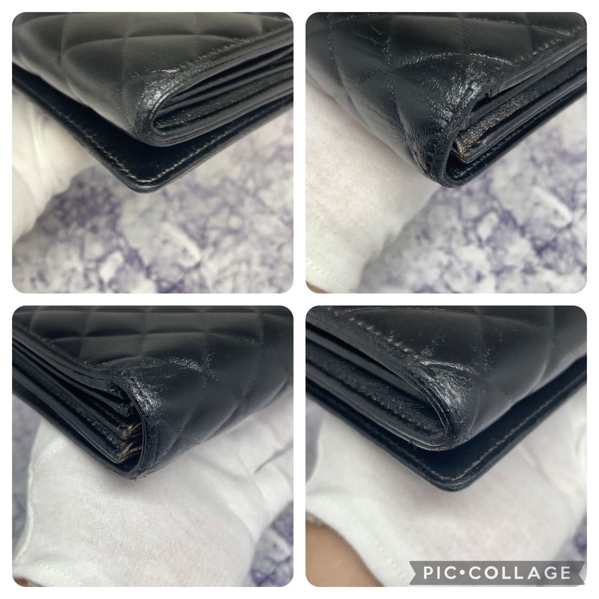 135 美品 CHANEL シャネル ダイヤステッチ 長財布 ラウンドファスナー