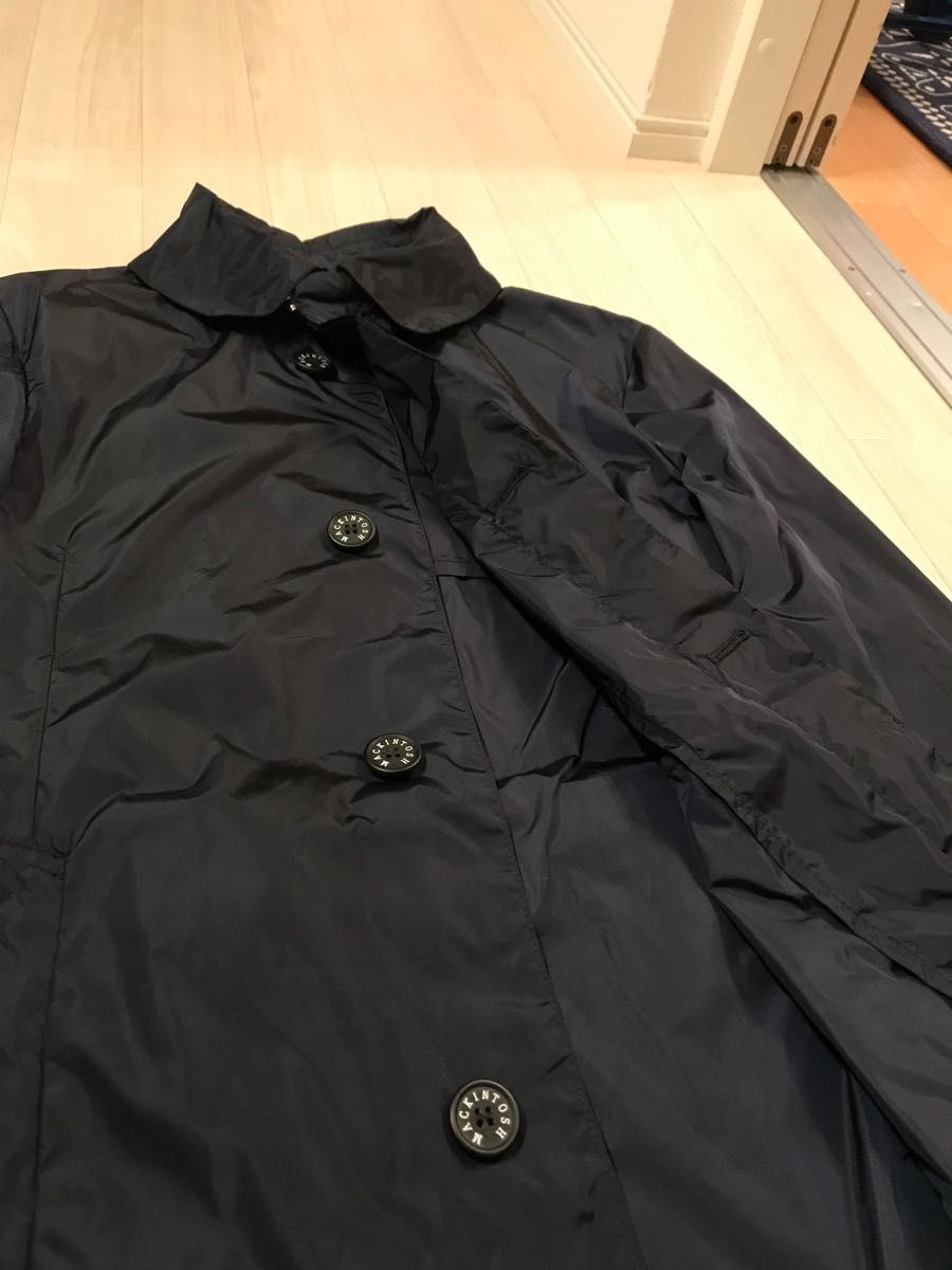 定価9.8万！MACKINTOSH LONDON マッキントッシュ 上質リモンタナイロン素材高級ステンカラーコート 38 ネイビー