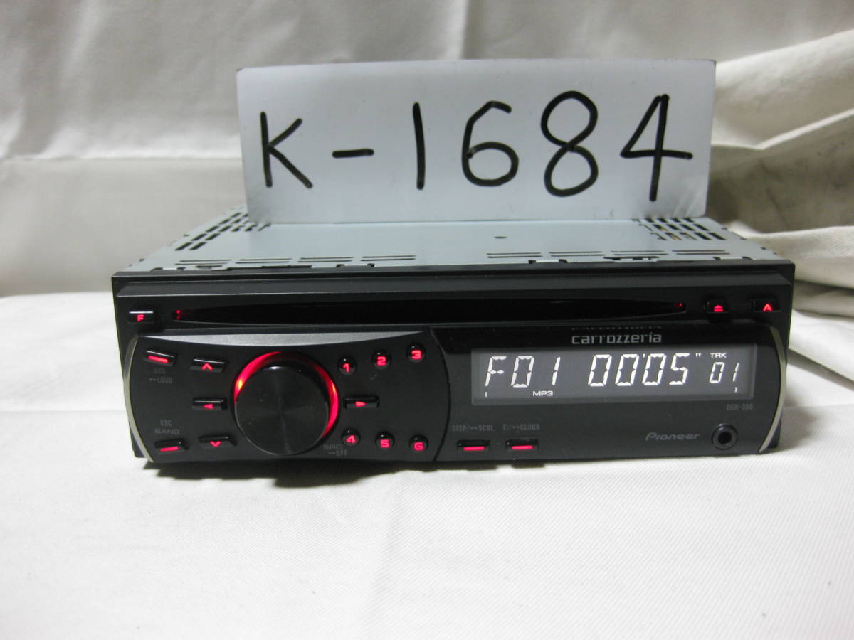K-1684　Carrozzeria　カロッツェリア　DEH-350　MP3　フロント AUX　1Dサイズ　CDデッキ　故障品_画像1