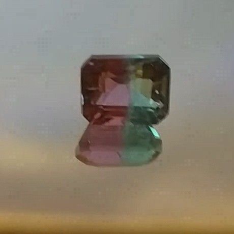 特品 天然 トルマリン バイカラー・トルマリン ルース 0.708ct エメラルドカット ソ付き 宝石質