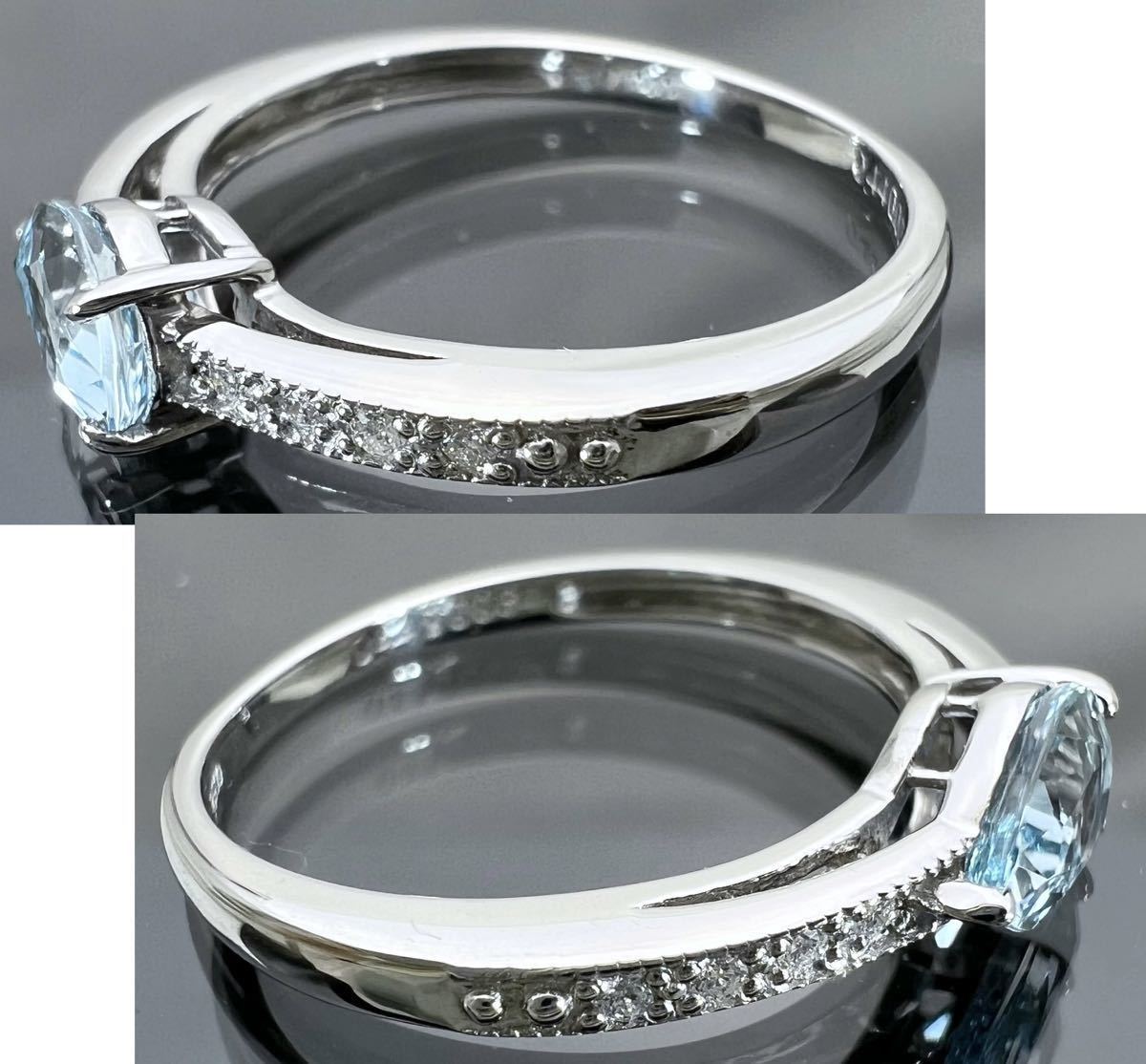 PT900 天然 アクアマリン 0.44ct ダイヤ 0.034ct リング