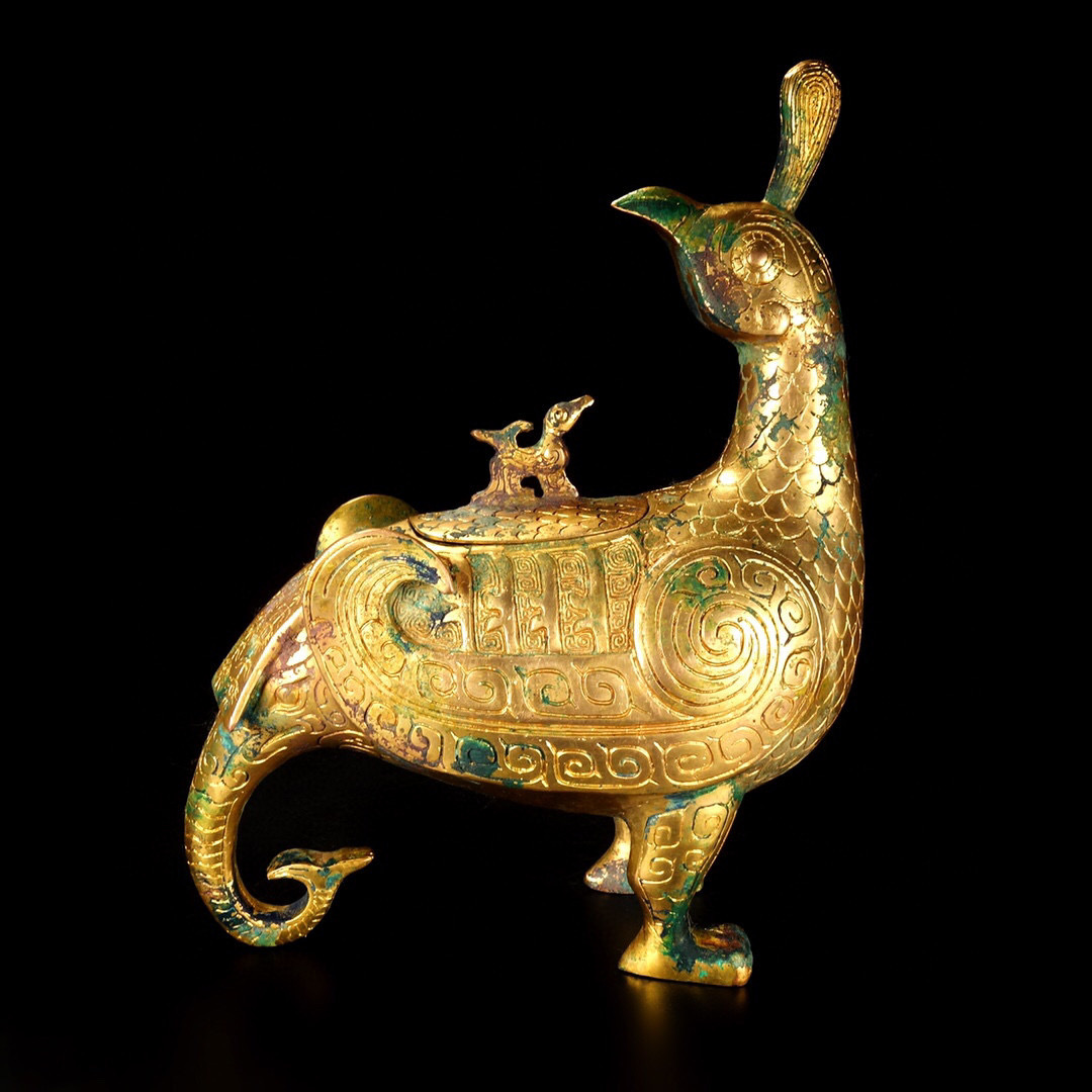 素敵な 銅製・塗金・土鳥熏香炉『収蔵家蔵』稀少珍品・置物・古賞物