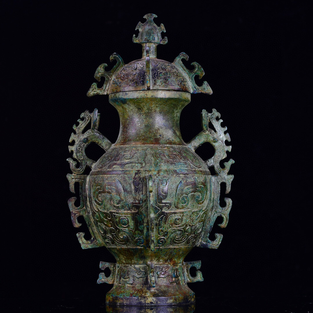 漢・青銅製・獣面象首罍『収蔵家蔵』置物・古賞物・古美術品・家族珍蔵