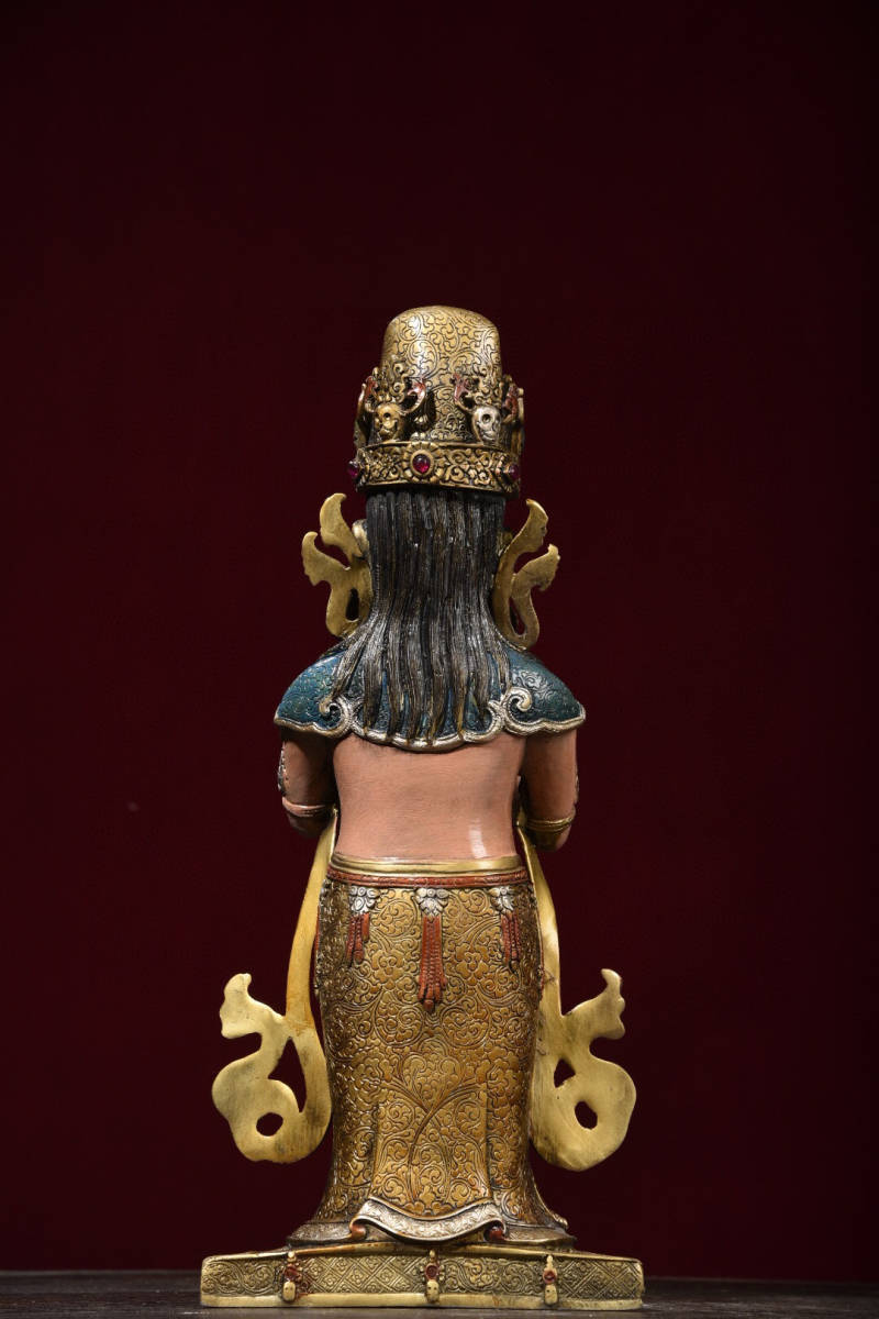 銅製・撒金・彩繪・寶石嵌・扎基拉姆像『収蔵家蔵』稀少珍品・置物・古