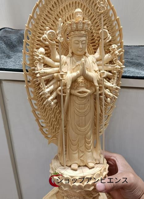 稀少珍品 千手観音 仏像 手作り 彫刻工芸品 F-