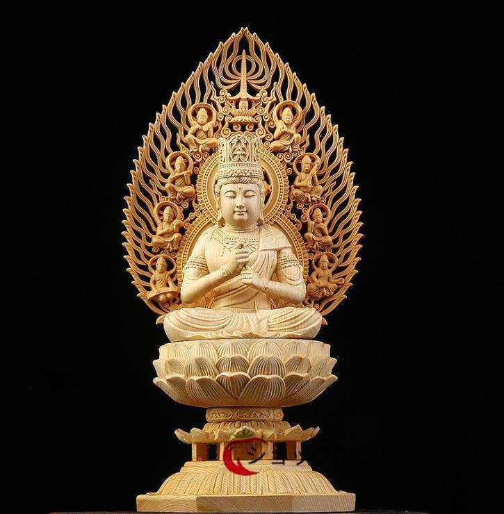 高品質☆仏教美術 精密彫刻 仏像 手彫り 木彫仏像 大日如来座像 高さ約