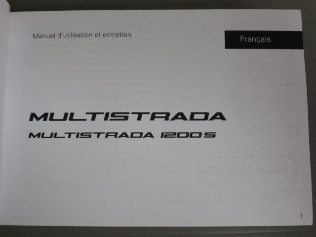 MULTISTRADA ムルティストラーダ 1200 S フランス語 ドゥカティ オーナーズマニュアル 取扱説明書 使用説明書 送料無料_画像2