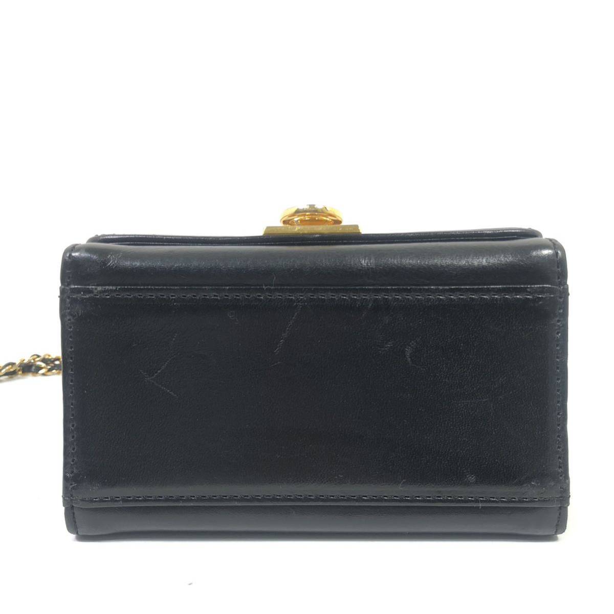 ☆良品☆ PELLE BORSA ペレボルサ 千鳥柄 チェーン ショルダーバッグ