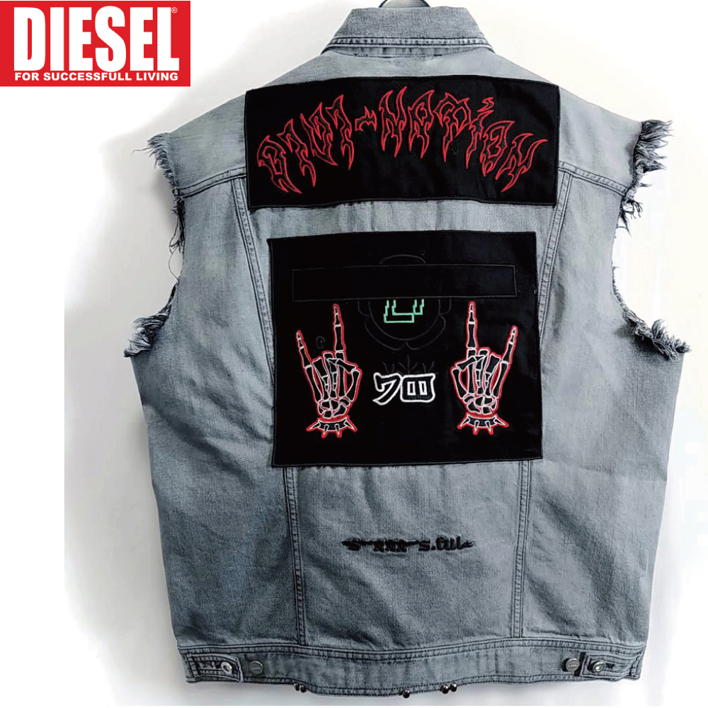 L/新品 DIESEL ディーゼル ノースリーブ デニム ジャケット Gジャン