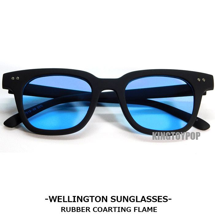 SALE／104%OFF】 サングラス UVカット カラーサングラス ウェリントン ブルー メガネ レンズ