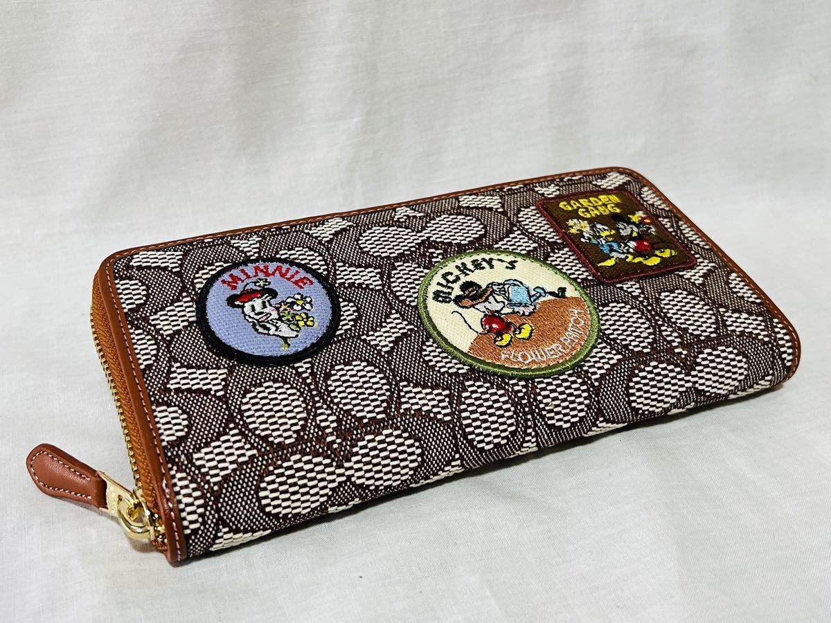 2023 新作 100周年記念 COACH×DISNEY コーチ ディズニーコラボ アコーディオン ジップ ウォレット シグネチャー ミッキーマウス  長財布