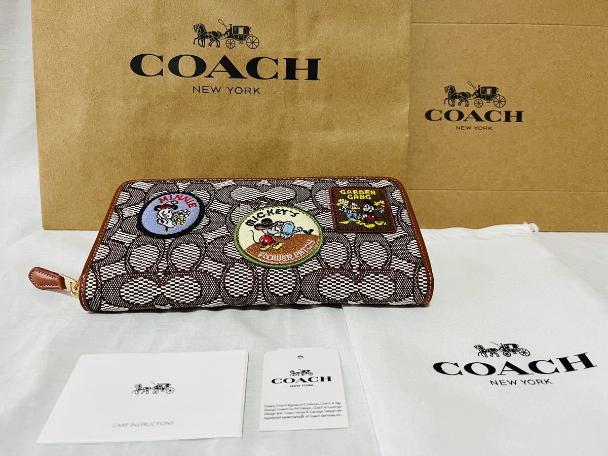 2023 新作 100周年記念 COACH×DISNEY コーチ ディズニーコラボ アコーディオン ジップ ウォレット シグネチャー ミッキーマウス  長財布