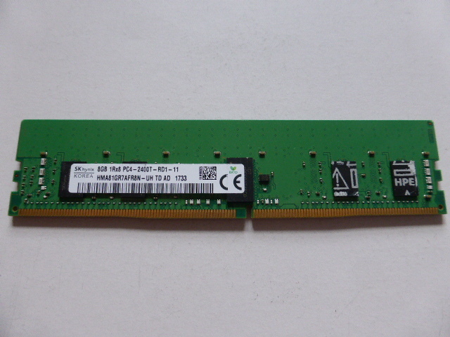 メモリ サーバーパソコン用 1.20V SK hynix PC4-19200T(DDR4-2400T) ECC Registered 8GB HMA81GR7AFR8N-UH 起動確認済です_画像1