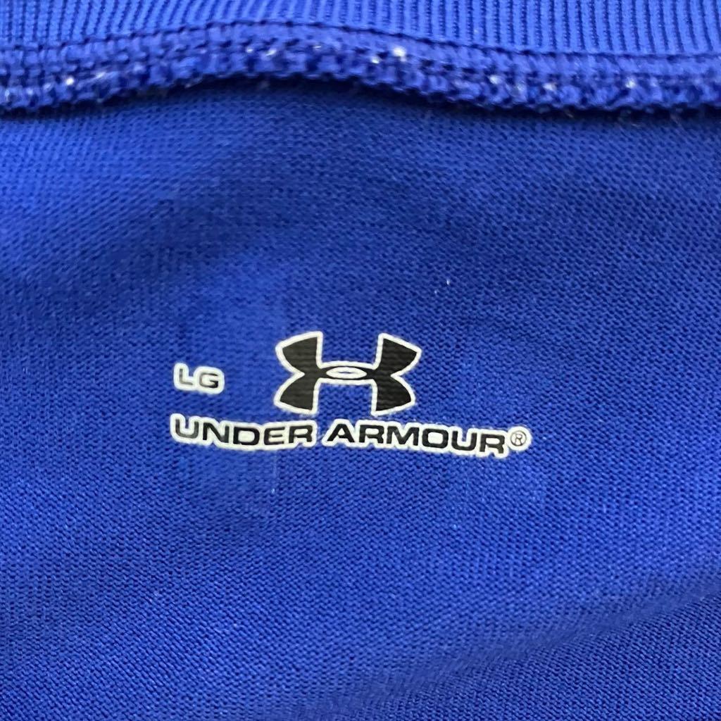 UNDER ARMOUR アンダーアーマー レディース LGサイズ Lサイズ相当 半袖Tシャツ ロゴTシャツ スポーツウェア ブルー ワンポイント Uネック