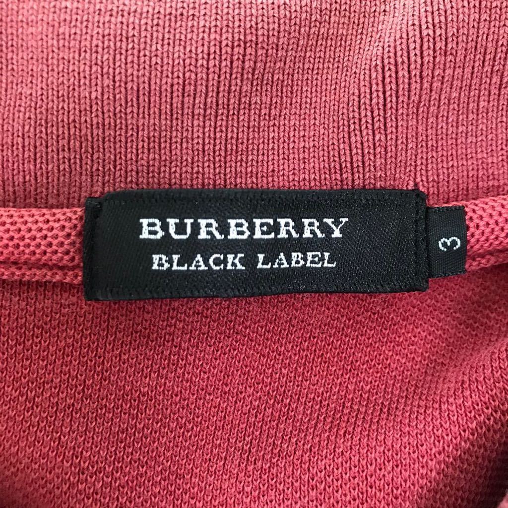 大きいサイズ BURBERRY BLACK LABEL バーバリーブラックレーベル 半袖 ポロシャツ メンズ 3 L 赤 えんじ カジュアル シンプル ワンポイント