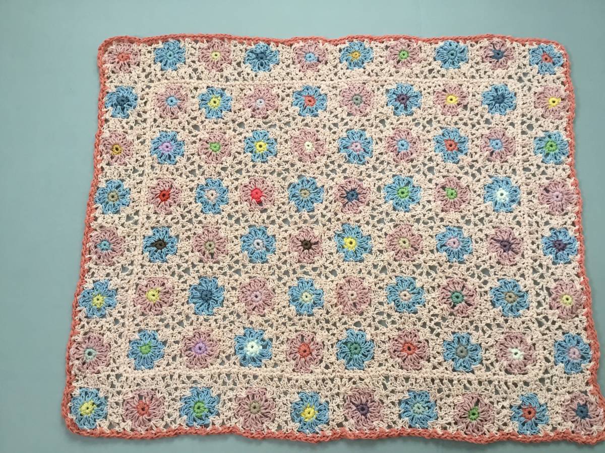 * hand made * blanket * pink & organic cotton . flower field * BABY* afghan and blanket, celebration of a birth &.. hour also!!*
