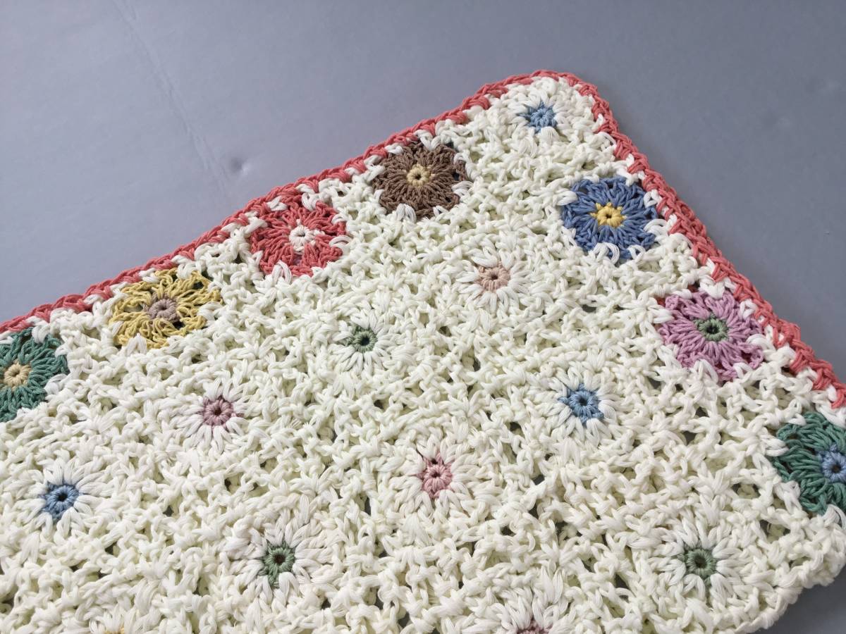 * hand made * blanket * refreshing & organic cotton . flower field * BABY* afghan and blanket, celebration of a birth &.. hour also!!*