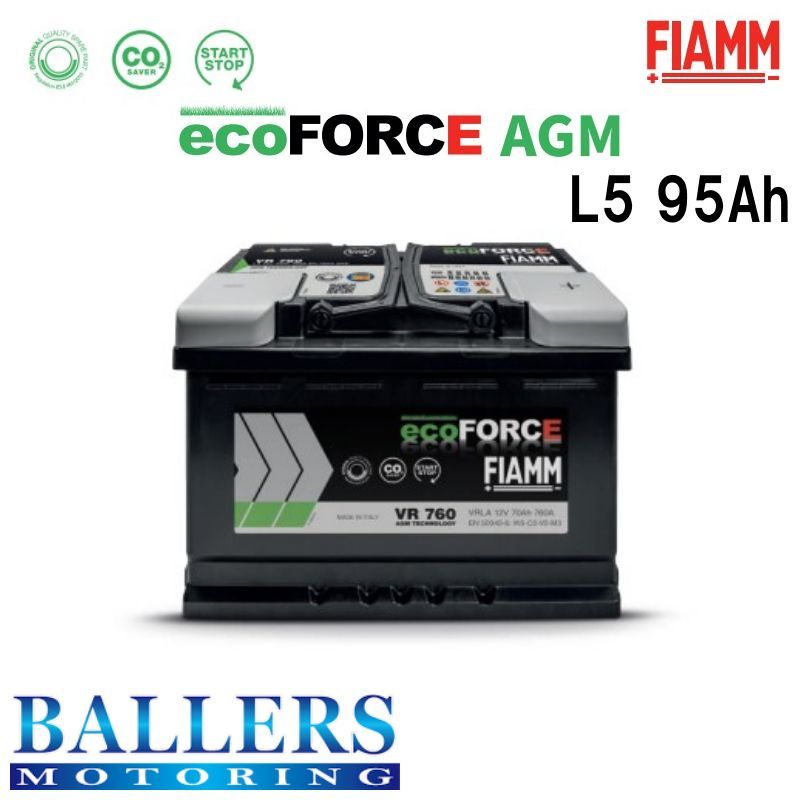 FIAMM バッテリー ecoFORCE AGM/95Ah L5 ポルシェ カイエン 92A 4.8 Turbo S 2015年1月～ VR850 フィアム_画像1