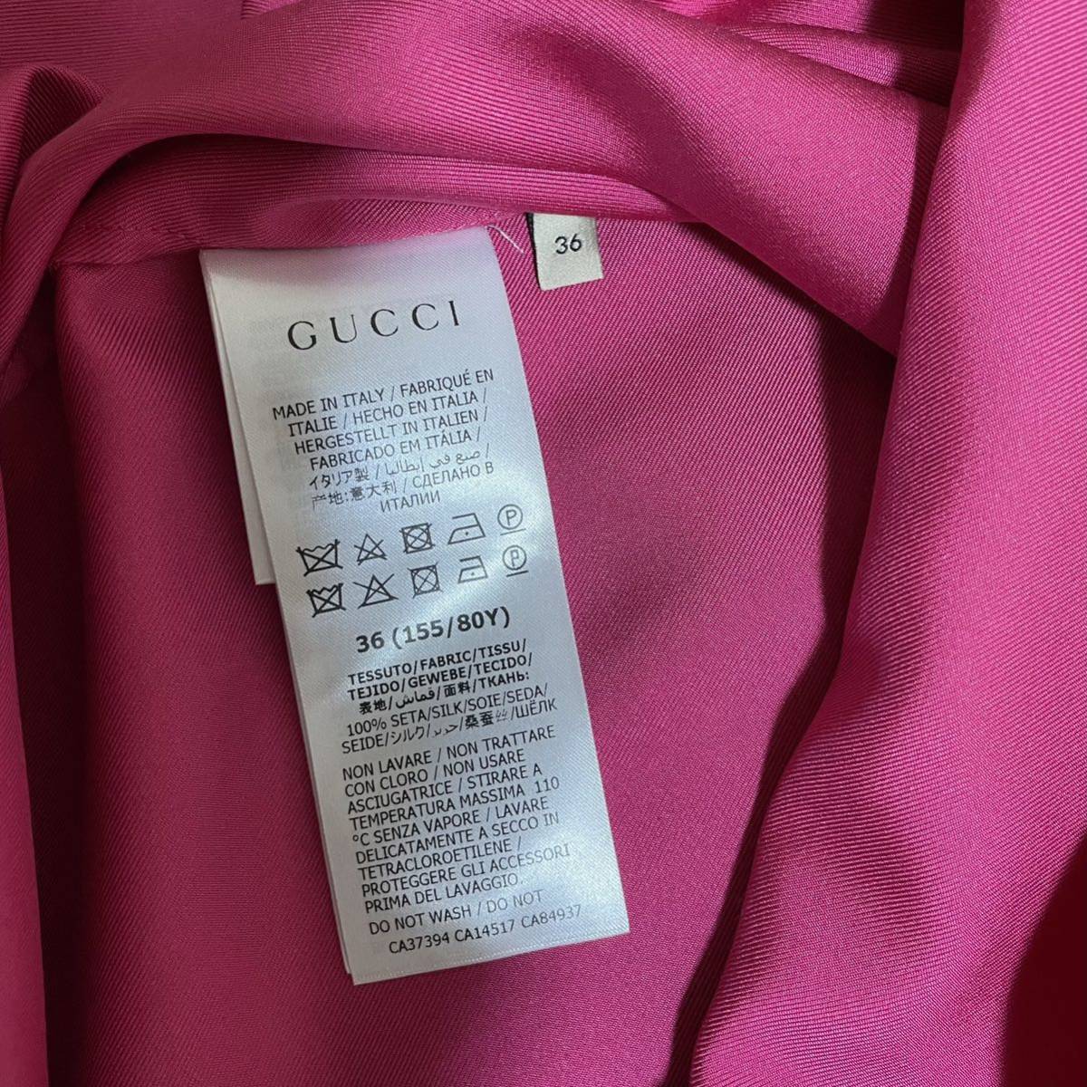 ●Gucciグッチ21SSコレクションマゼンタピンク色シルク半袖ブラウス36新品の画像3