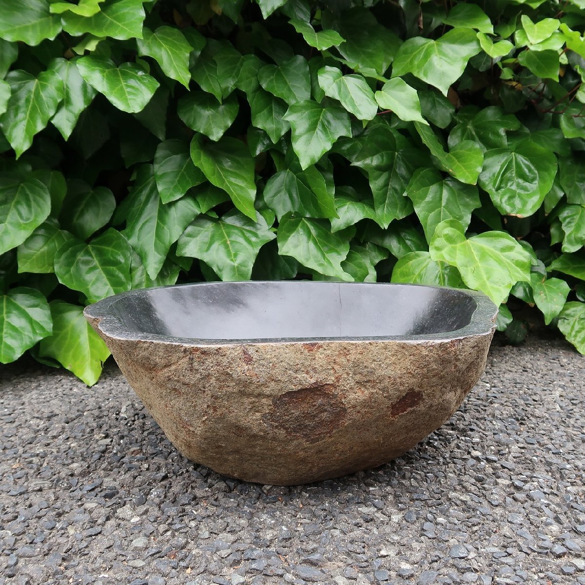  natural stone ...... hand water pot Rebirth tone 41X37 S size Tsukuba . water lily pot .... pot me Dakar pot medaka pot garden garden YSA-250903