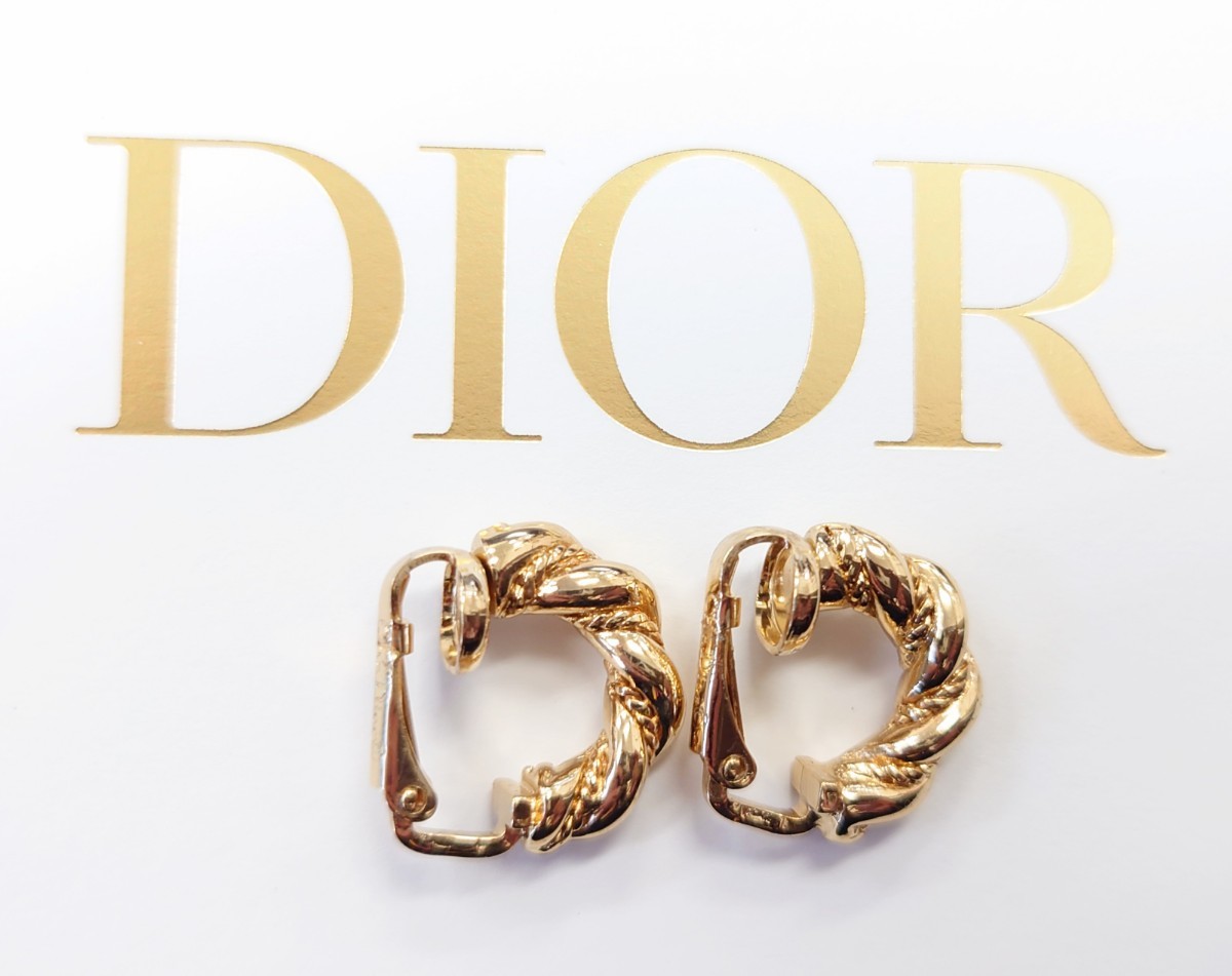 Christian Dior ディオール イヤリング フープ ゴールド アクセサリー レディース eh7☆5