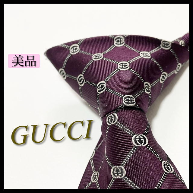 激レア 【美品】GUCCI グッチ ネクタイ 総GG柄 チェック シルク