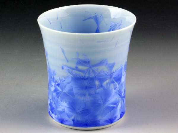京焼・清水焼　焼酎杯　 花結晶(青)(はなけっしょう(あお))　陶あん　トウア828　磁器