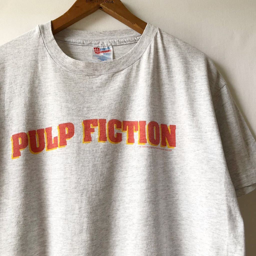 94 year PULP FICTION Logo T-shirt L gray USA made Vintage 90s 90 period Pal pfi comb .n cod n Tino movie original Vintage 