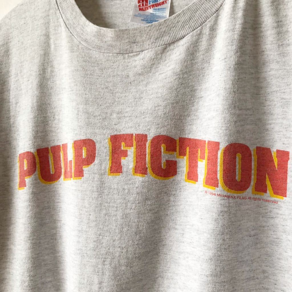 94 year PULP FICTION Logo T-shirt L gray USA made Vintage 90s 90 period Pal pfi comb .n cod n Tino movie original Vintage 