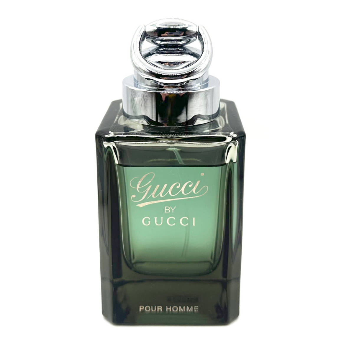 ★グッチ香水・GUCCI BY GUCCI POUR HOMME グッチ バイ グッチ プールオム EDT. 90ml SPRAY Ⅲ・★展示USED/残量約95%/約86ml/箱無/極美品_クリア&ダークトーン兼ね備えモダンアロマ