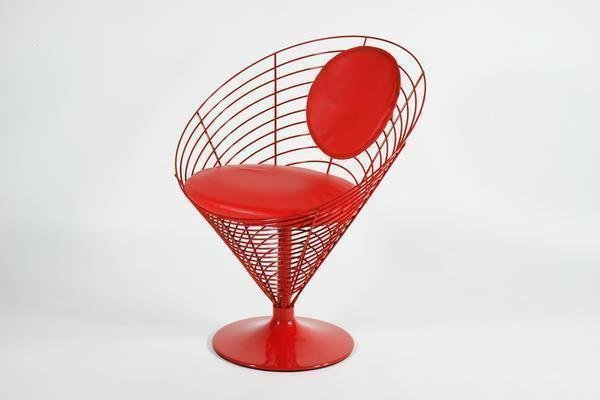 送料無料 新品 ワイヤーコーンチェア ヴェルナー・パントン Red イス