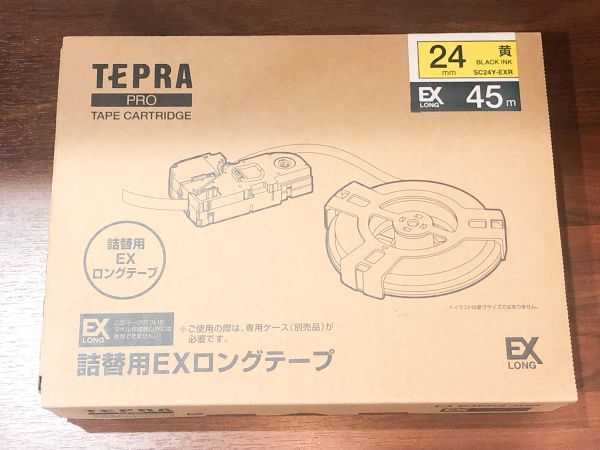 新品 即決】TEPRA PRO 詰替用EXロングテープ 24mm 黄色 (使用可能機種