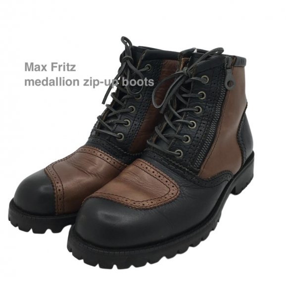 TK rare Max flitsuMax Fritzmedali on Zip up boots 27 1/2 Biker lai DIN g boots 