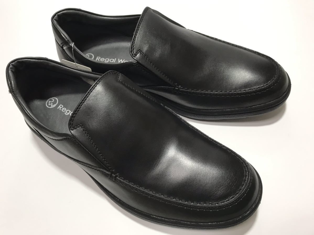 未使用!! REGAL WALKER リーガル ウォーカー 日本製 170W スリッポン モック BLACK 黒 24.5cm 3E 幅 本革 紳士靴