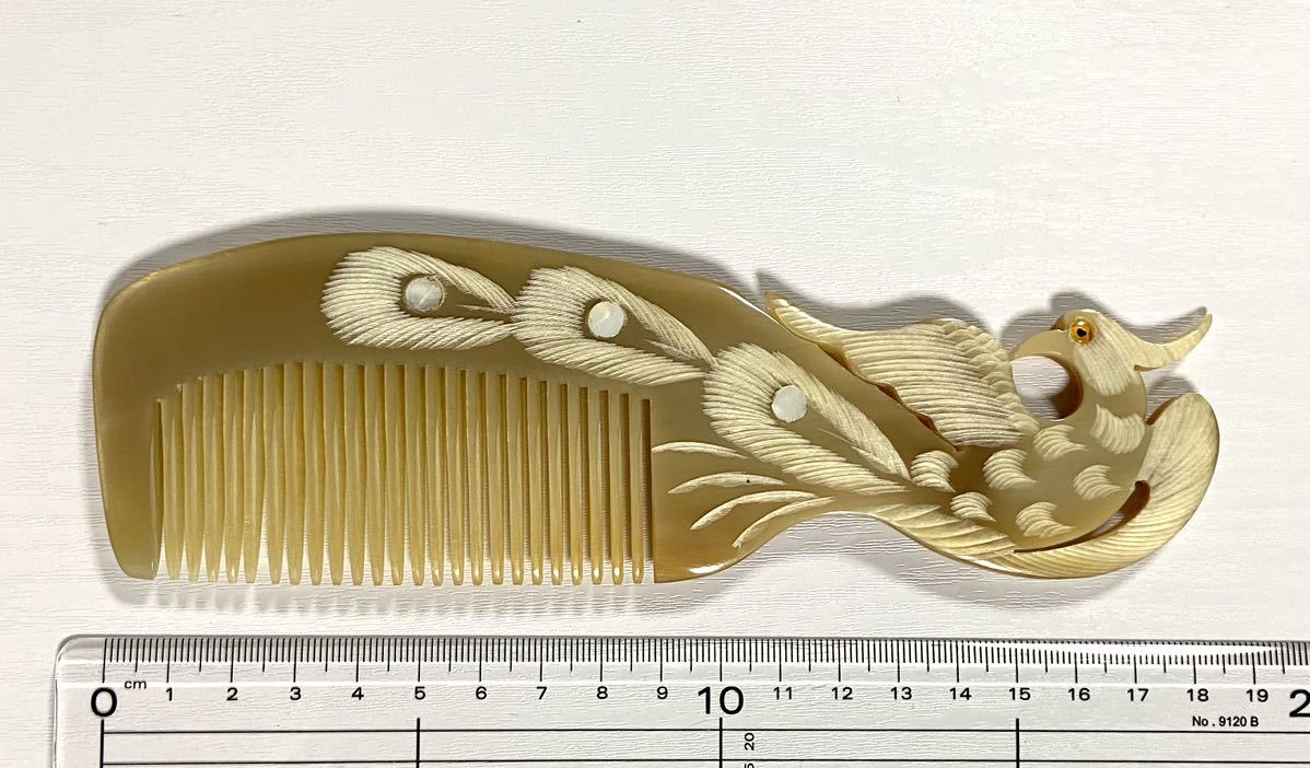 [ unused ] water cow. angle . Buffalo horn amber color . pearl color. phoenix mother-of-pearl . skill comb chi bed made handicraft beautiful car toyansi- static electricity prevention 