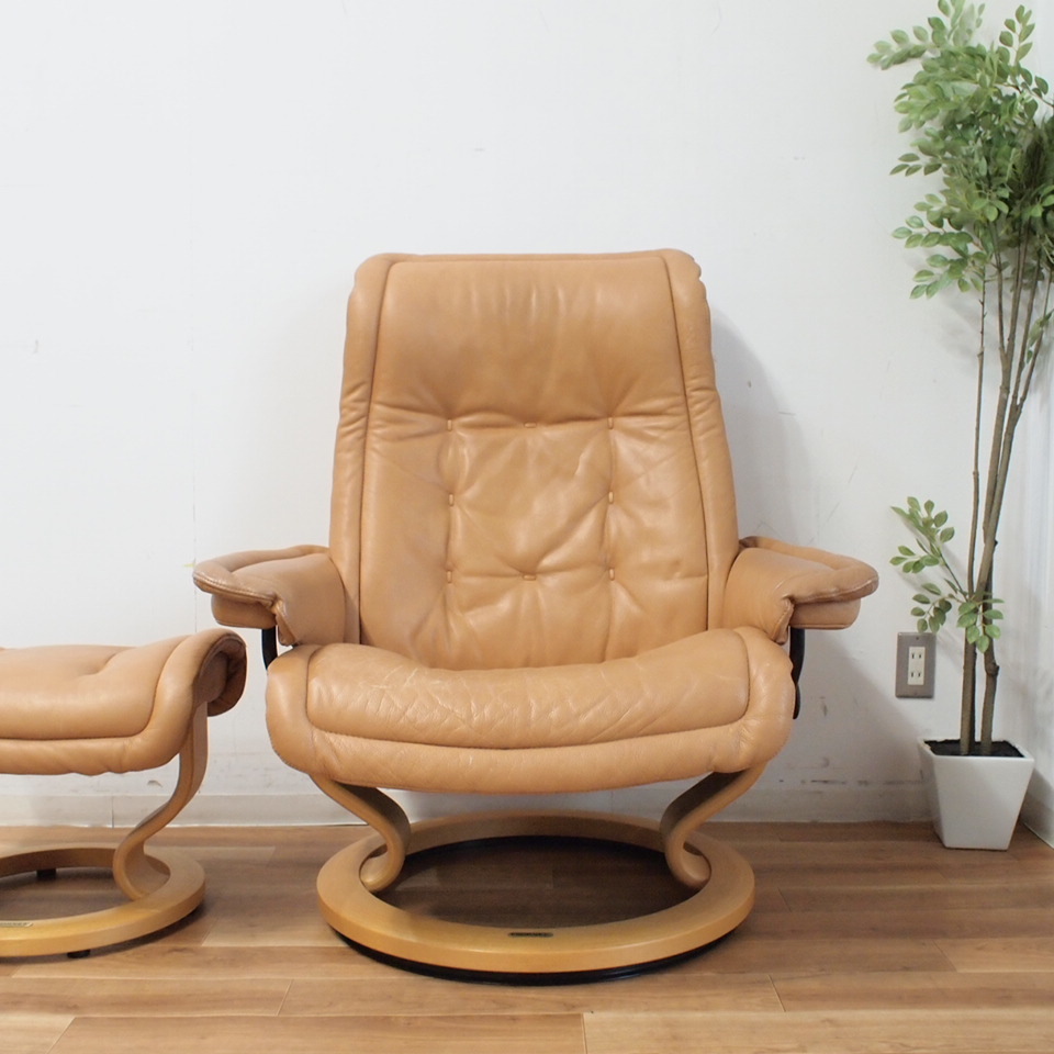 EKORNES ロイヤル ストレスレスチェア 北欧ノルウェー 本革 リクライニングソファ オットマン付き エコーネス_画像8