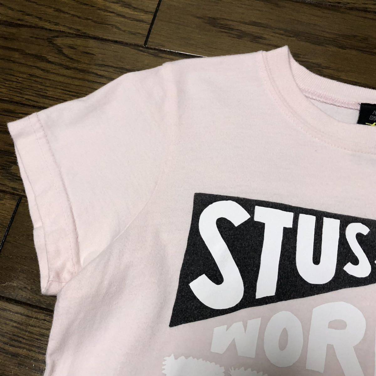 【送料無料】STUSSY半袖Tシャツ薄ピンク　レディースSサイズ　ステューシー_画像2