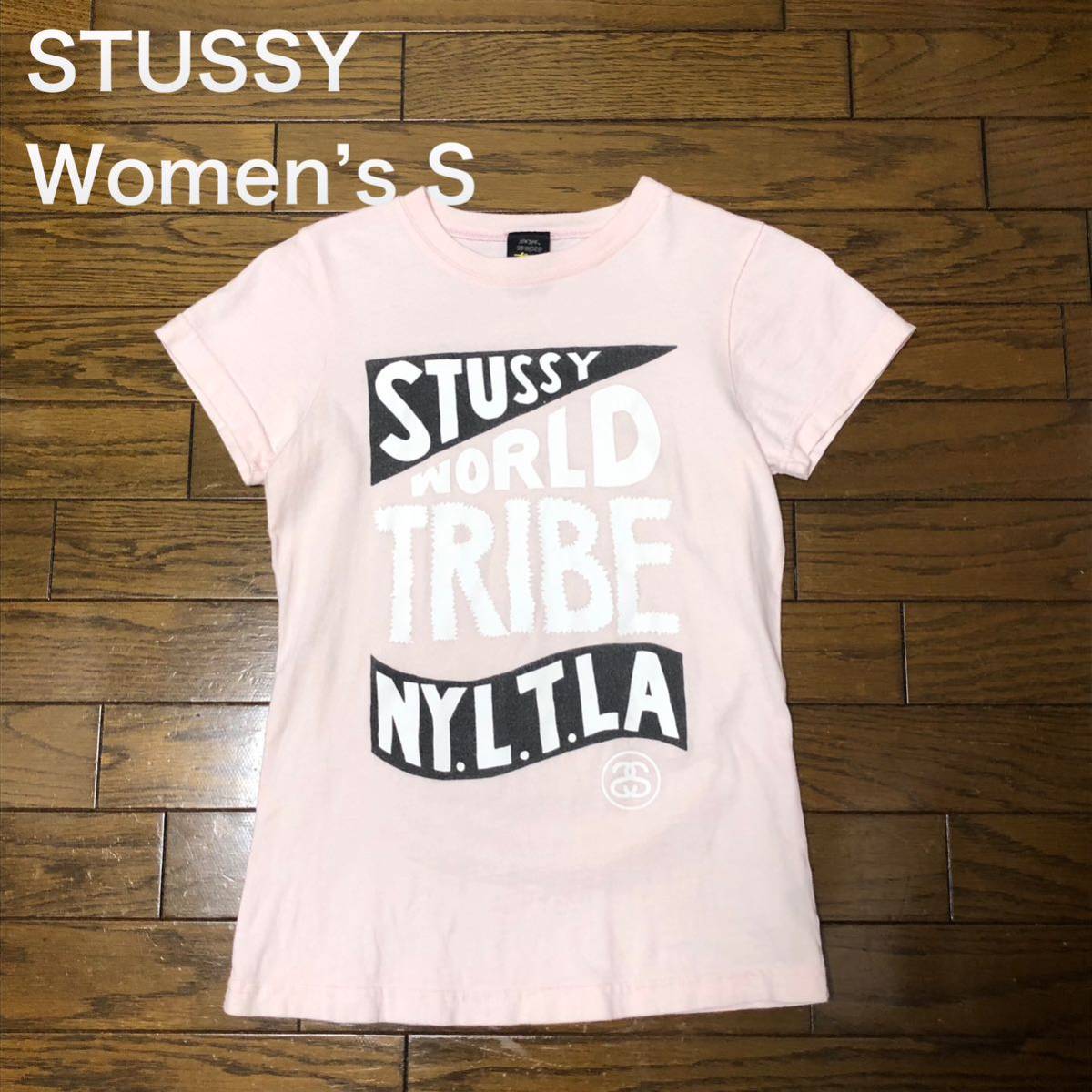 【送料無料】STUSSY半袖Tシャツ薄ピンク　レディースSサイズ　ステューシー_画像1