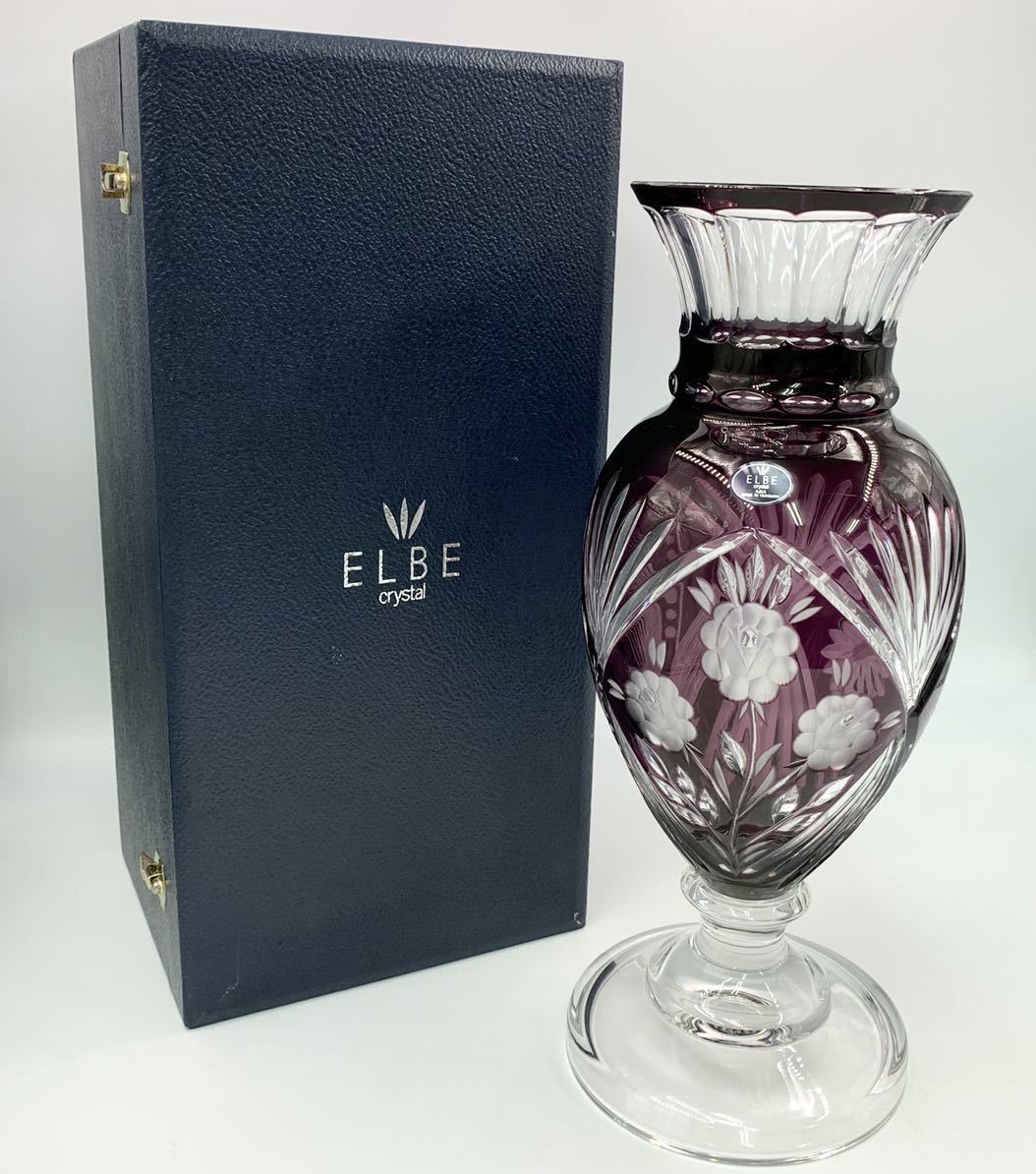 ELBE エルベクリスタル 花瓶 フラワーベース ガラス工芸品 箱あり
