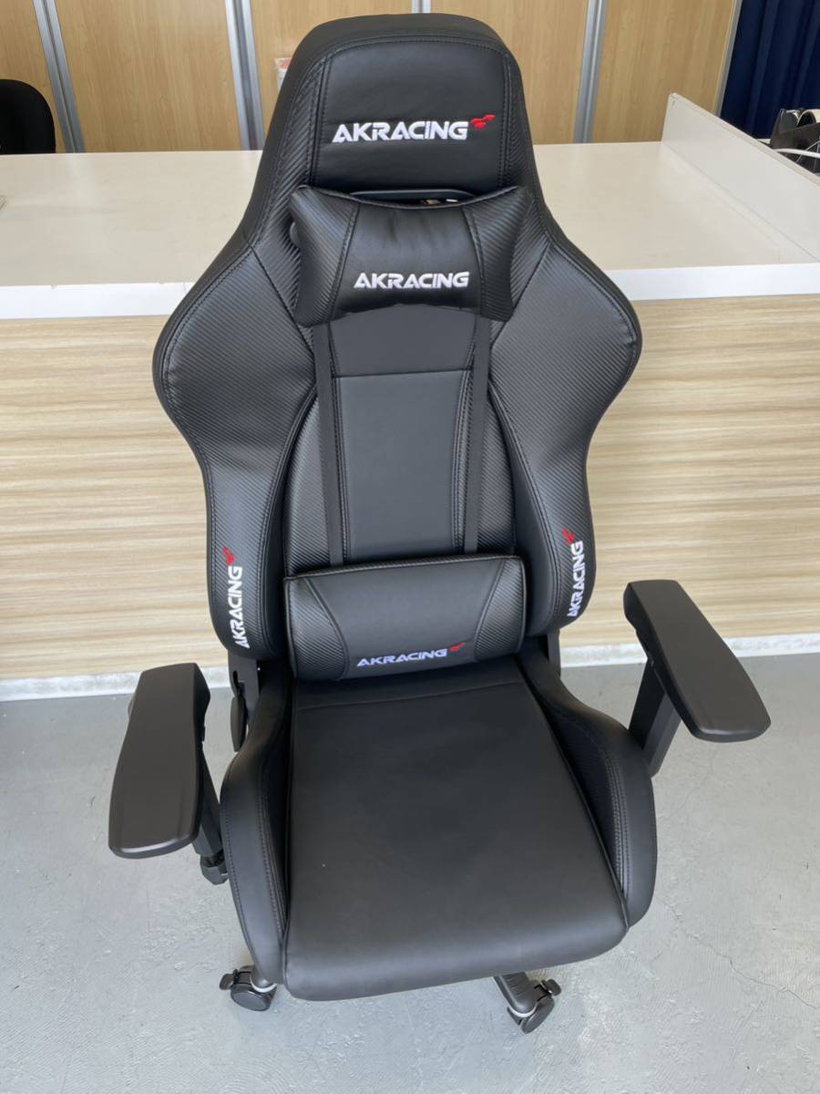 美品】AKRACING Premium ゲーミングチェアCarbon Black 高耐久PUレザー