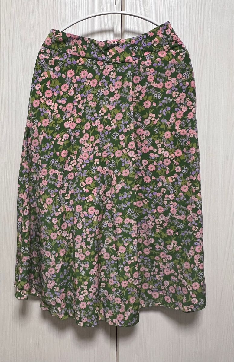 ◆美品　IENA イエナ フラワープリントスカート 花柄 レトロ グリーン 36